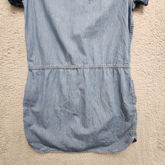Paige Medium Denim Blue Chambray Dress Womens Medium Button Front Tie Waist Mini - Picture 8 of 13